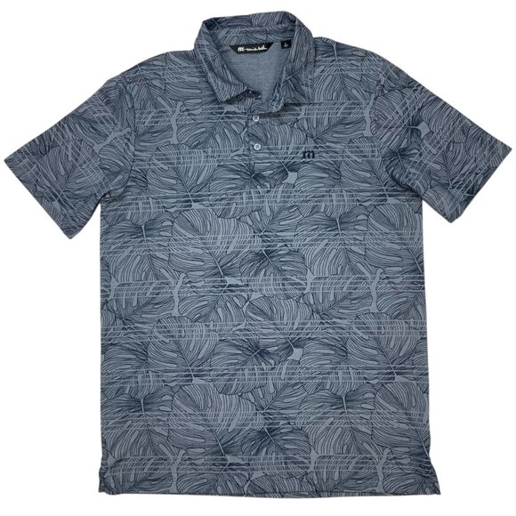TravisMathew Dolphin Dive Golf Polo Shirt L Blue Short Sleeve Wrinkle Resistant - Picture 1 of 11